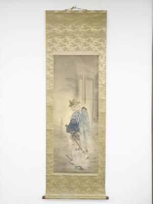 大正乙丑（1925年）　誠司筆　人物図漆画　肉筆絹本掛軸（保護箱）